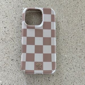 Velvet Caviar Brown and White Checkered Phone Case